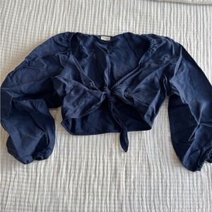 Aritzia Navy Knot Crop top